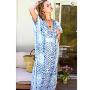 Emerson Fry India Collection Daughters Caftan, Blue, One Size